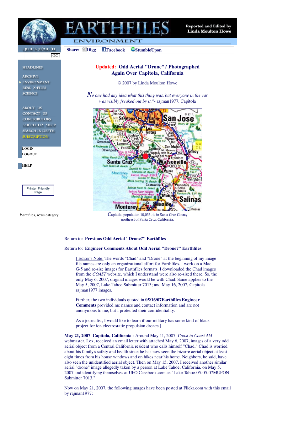 05 21 2007 Updated Odd Aerial Drone Photographed Again Over Capitola, California cover