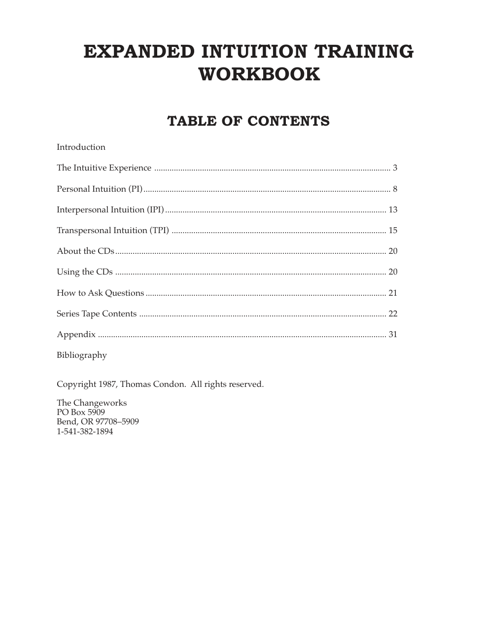 Expanded Intuition workbook - PDF format cover