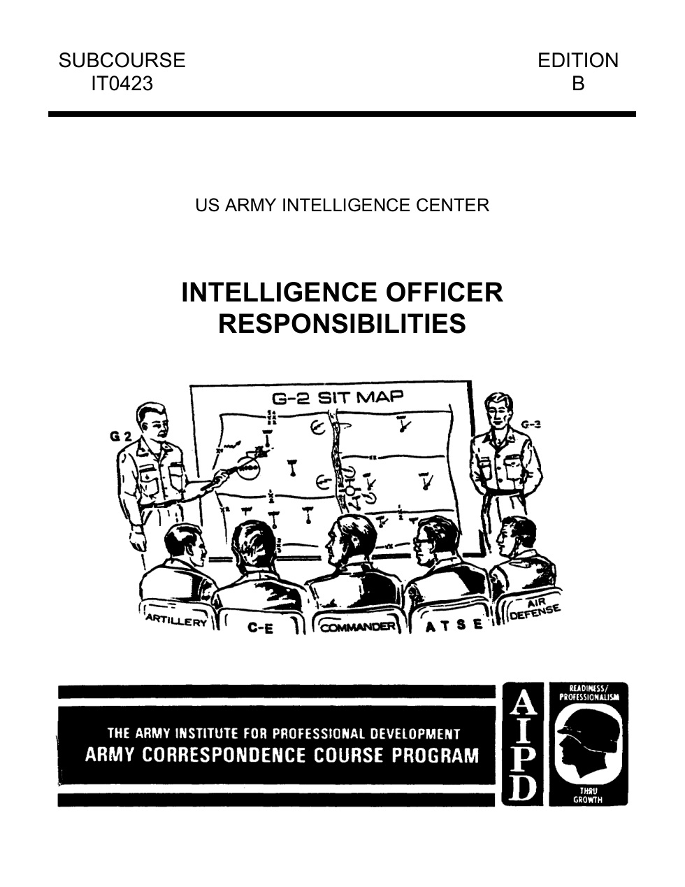 ARMY Intelligence Officer Responsibilities 1999 51 pages cover