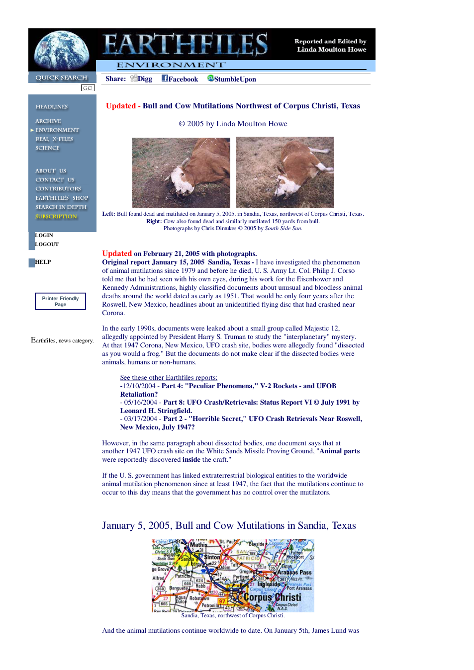 02 21 2005 Updated - Bull and Cow Mutilations Northwest of Corpus Christi, Texas cover