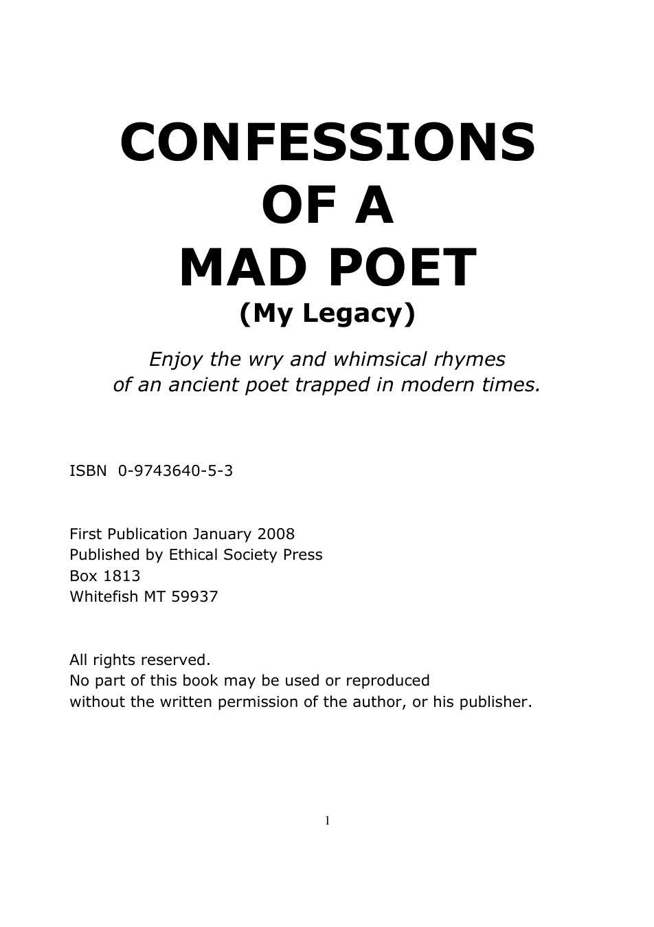 Confessions of a Mad Poet cover