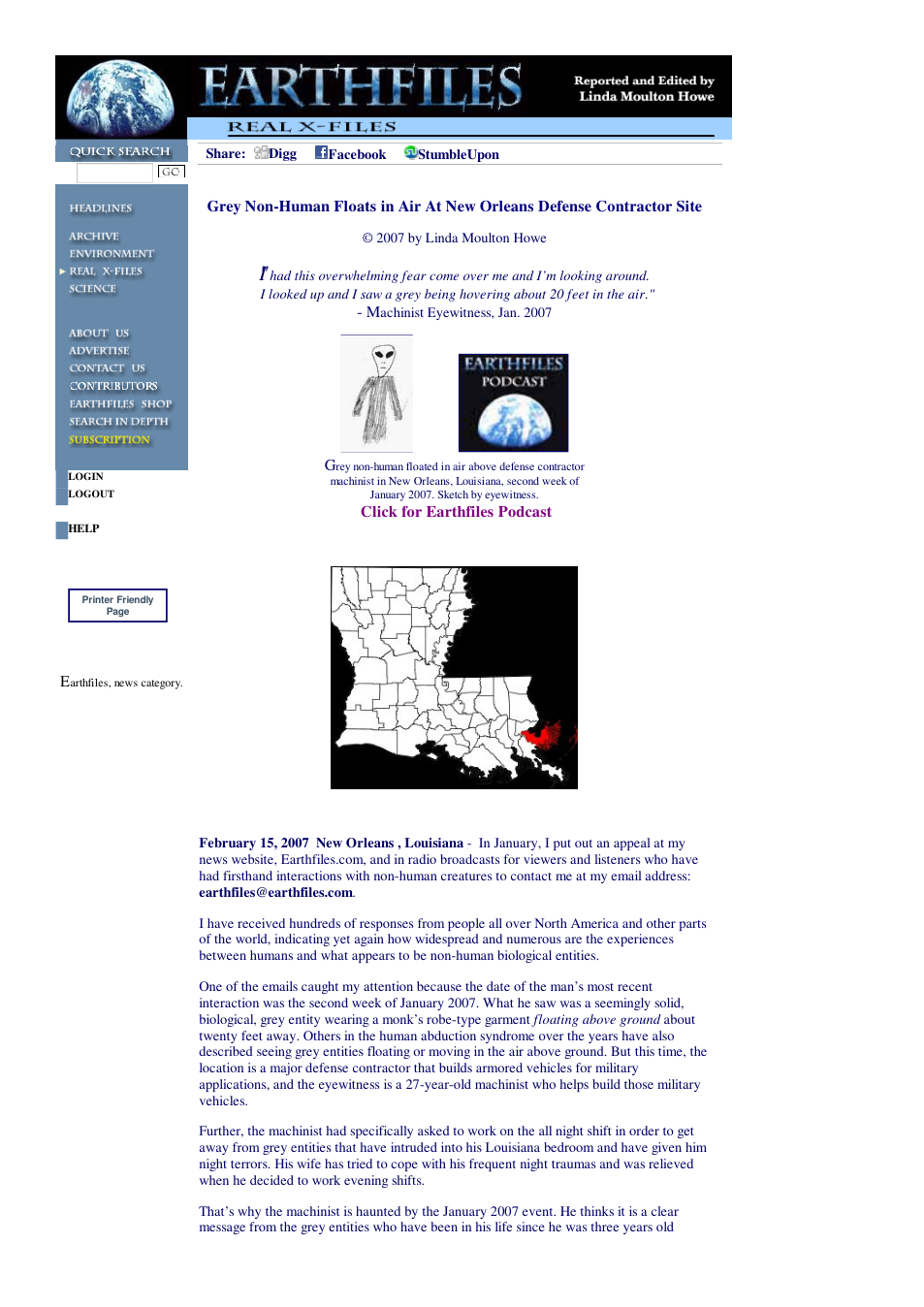 02 15 2007 Grey Non-Human Floats in Air At New Orleans Defense Contractor Site cover