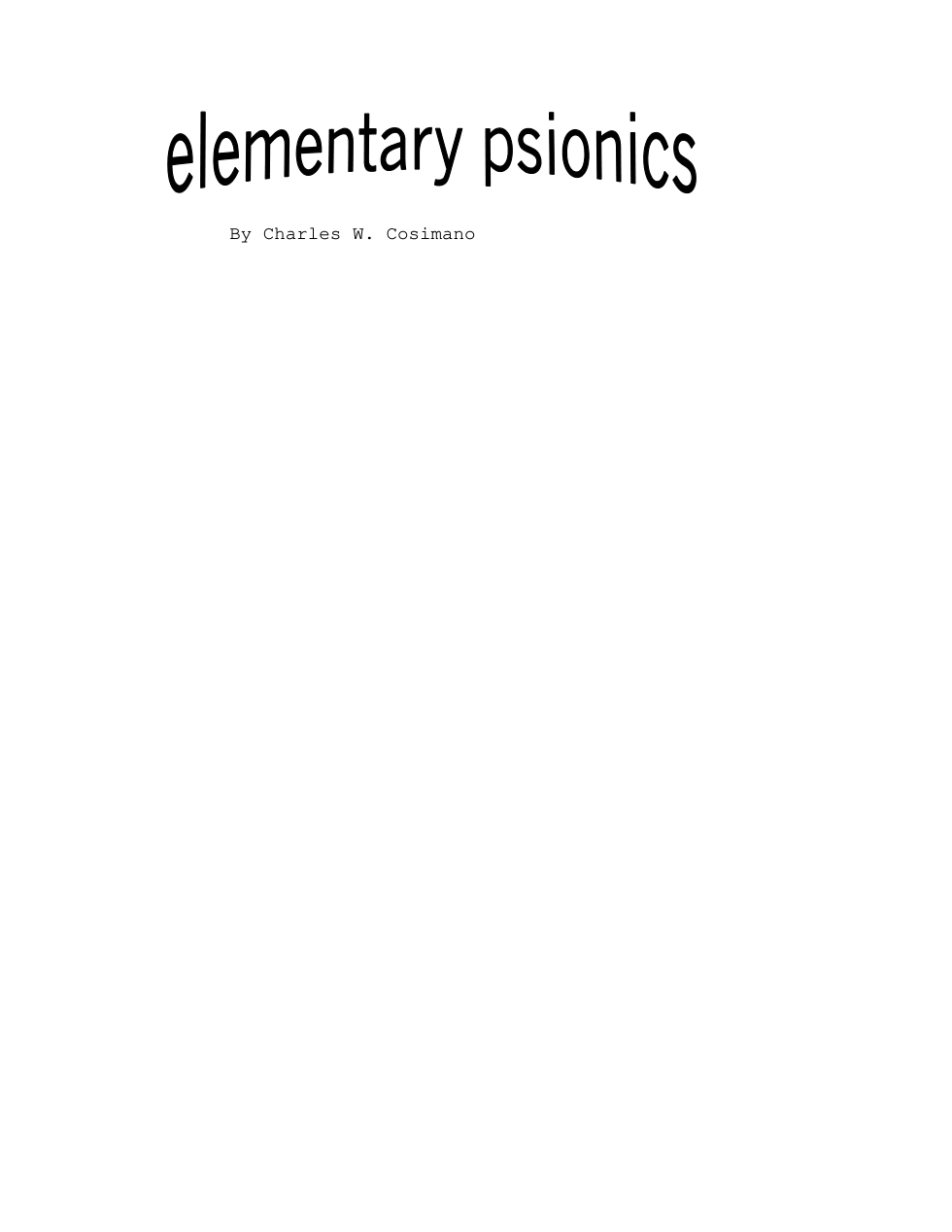 Elementary Psionics cover