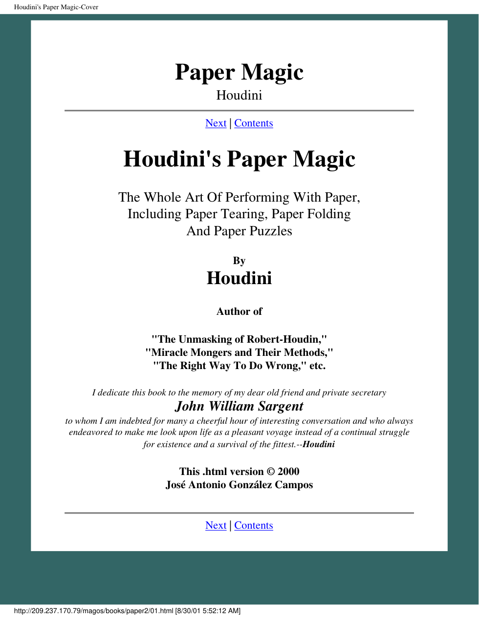 Paper Magic - Houdini cover