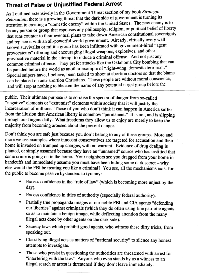 Threat Of False or Unjustified Federal Arrest 3 pages cover