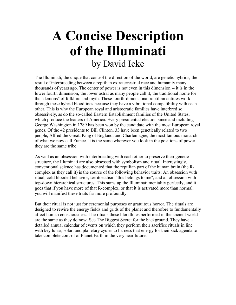 David Icke - A Concise Description of the Illuminati cover