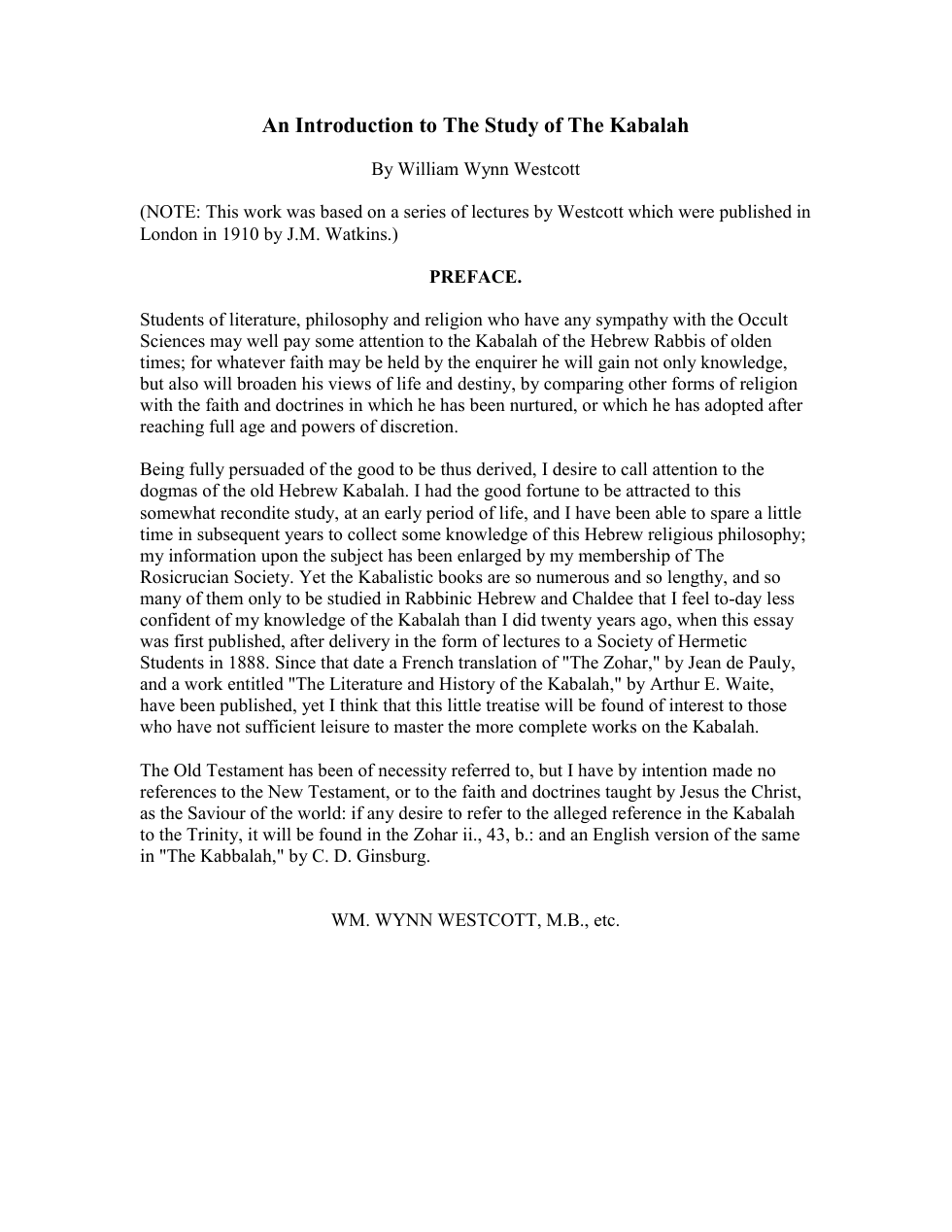 Introduction to the Kabbalah cover