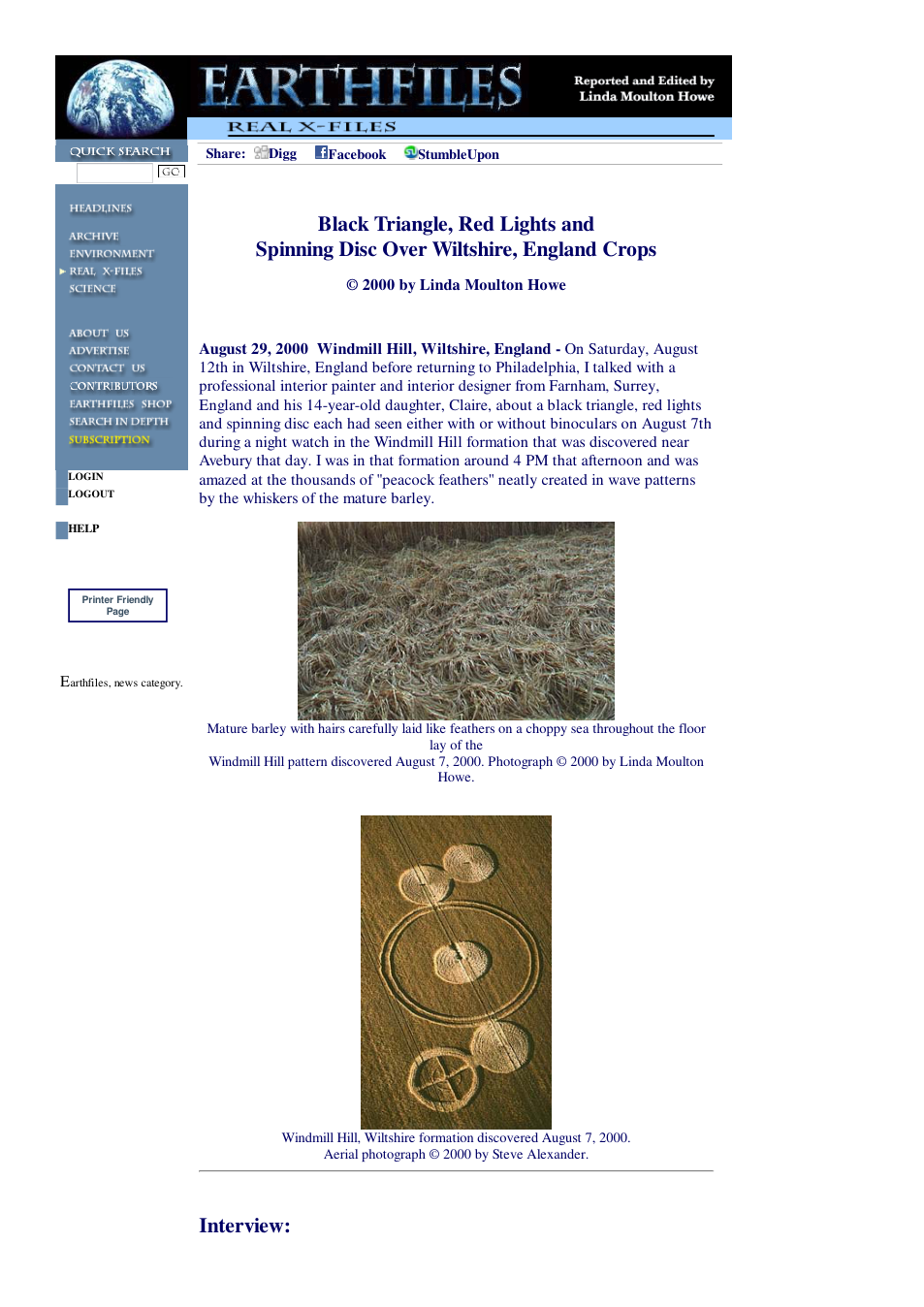 08 29 2000 Black Triangle, Red Lights and Spinning Disc Over Wiltshire, England Crops cover