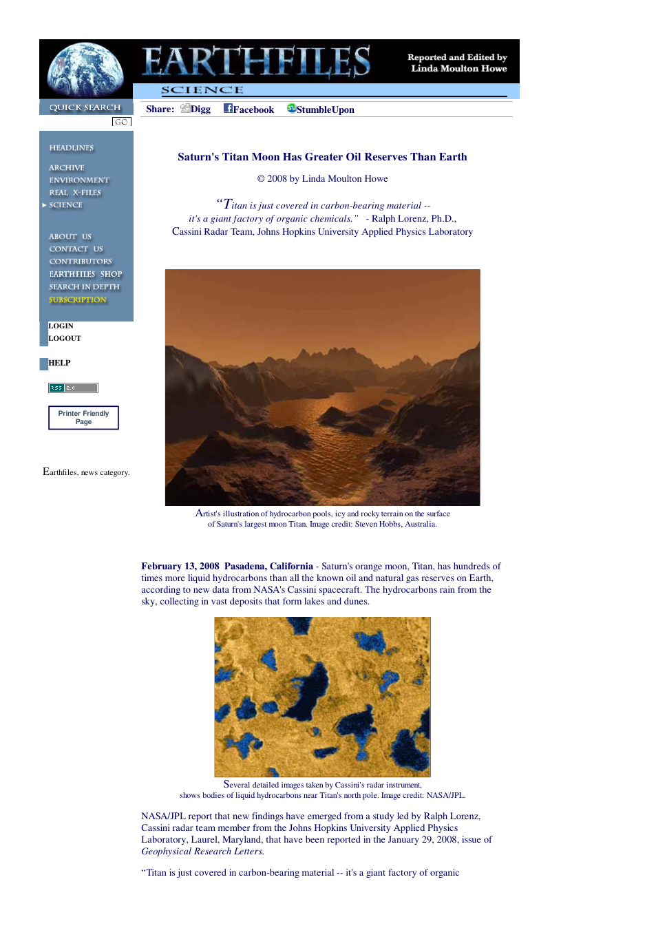 02 13 2008 Saturn's Titan Moon Has Greater Oil Reserves Than Earth cover