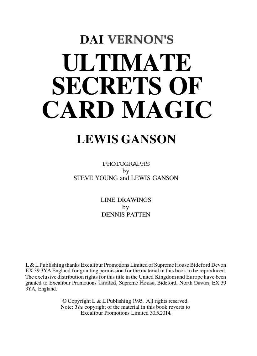 Dai Vernon - Ultimate secrets of card magic cover