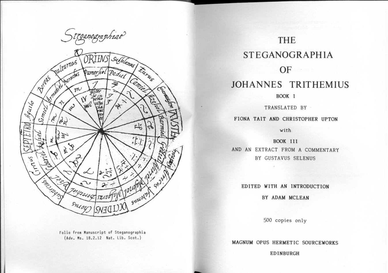 Adam McLean - The Steganographia of Johannes Trithemius cover