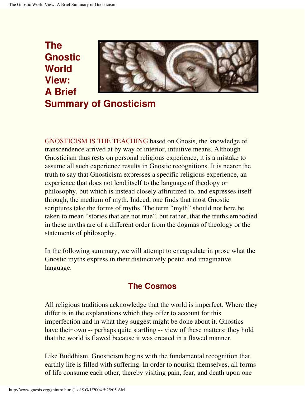 Gnostic World View - A Brief Summary Of Gnosticism cover