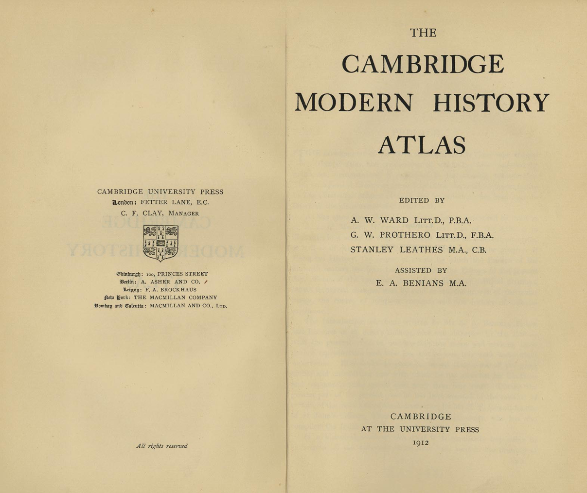 The Cambridge Modern History Atlas [1912] cover