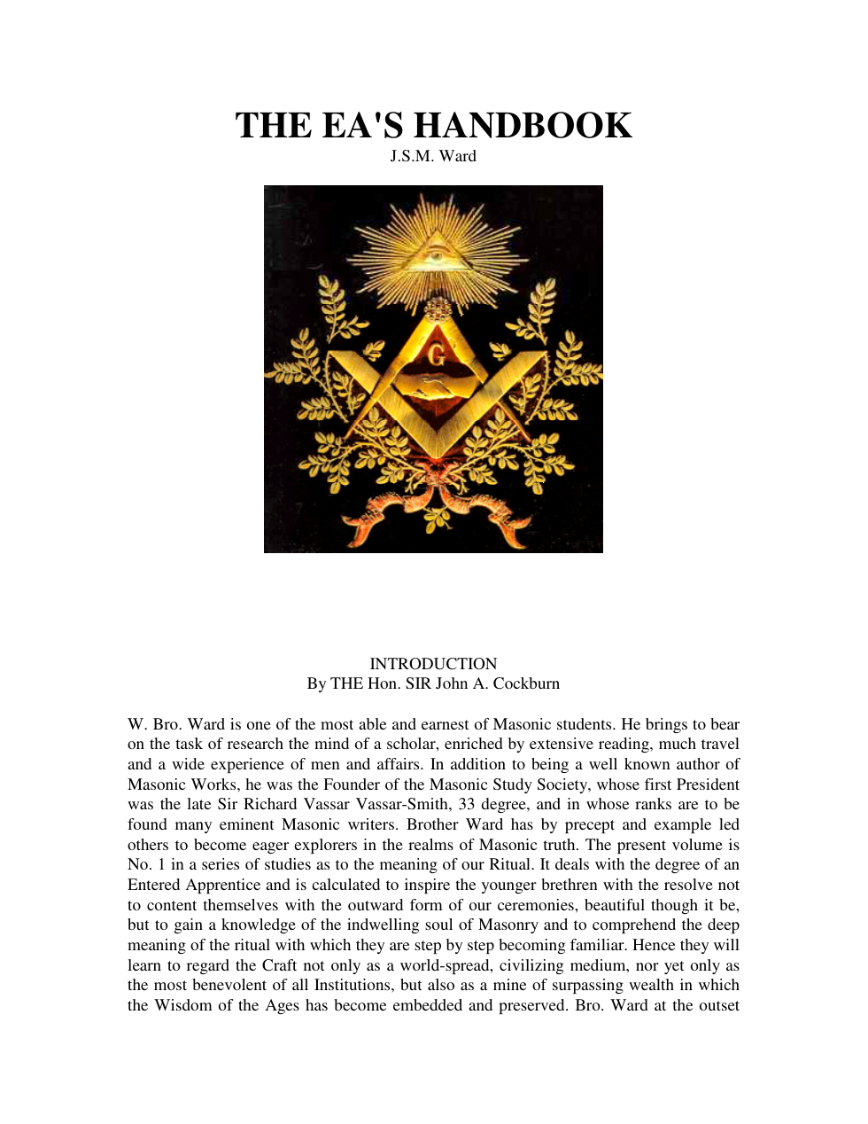 J.S.M. Ward - The Entered Apprentice Handbook cover
