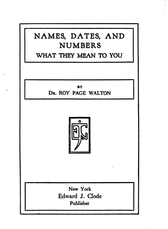 Names Dates & Numbers - R Page Walton cover