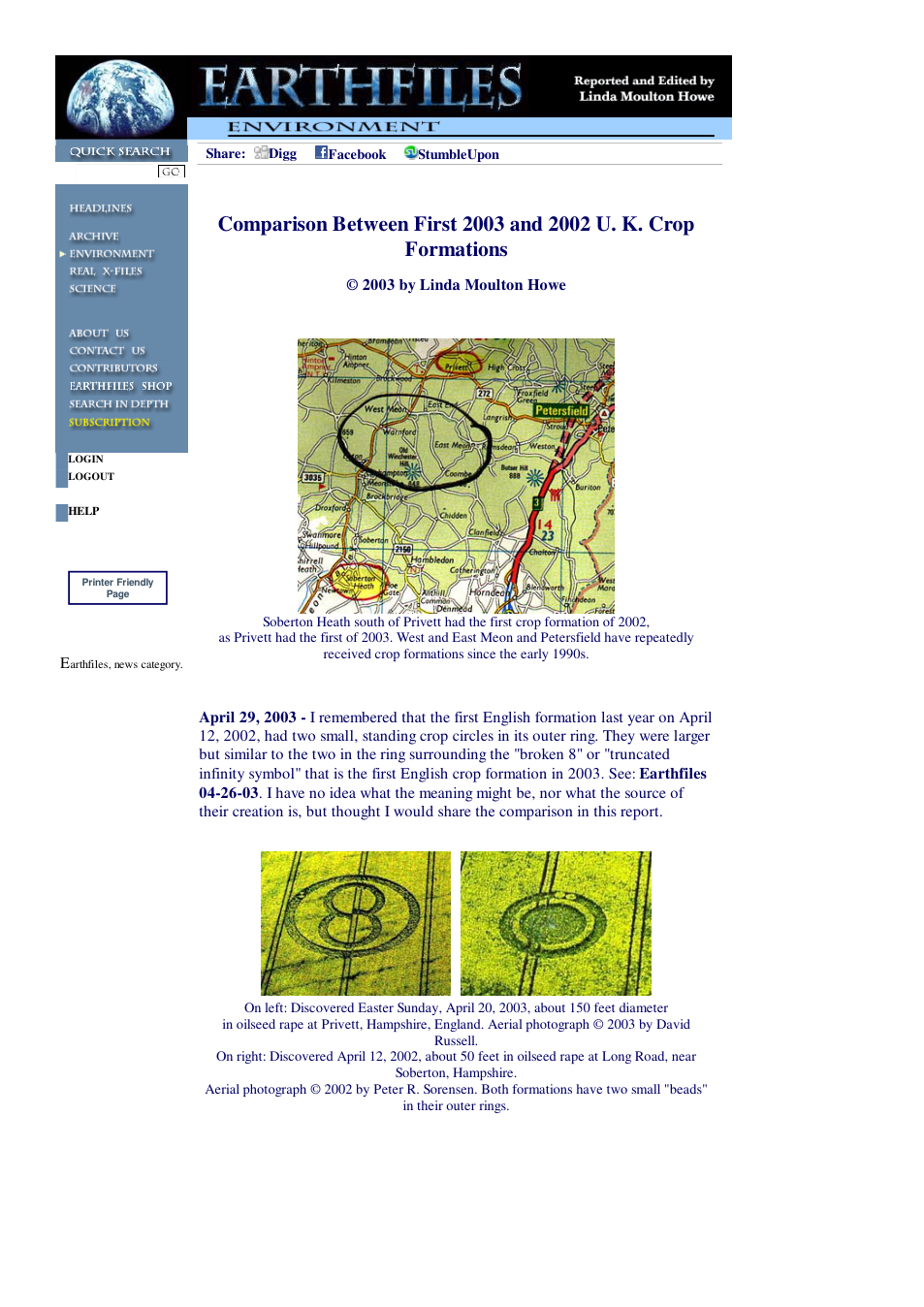 04 29 2003 Comparison Between First 2003 and 2002 U. K. Crop Formations cover
