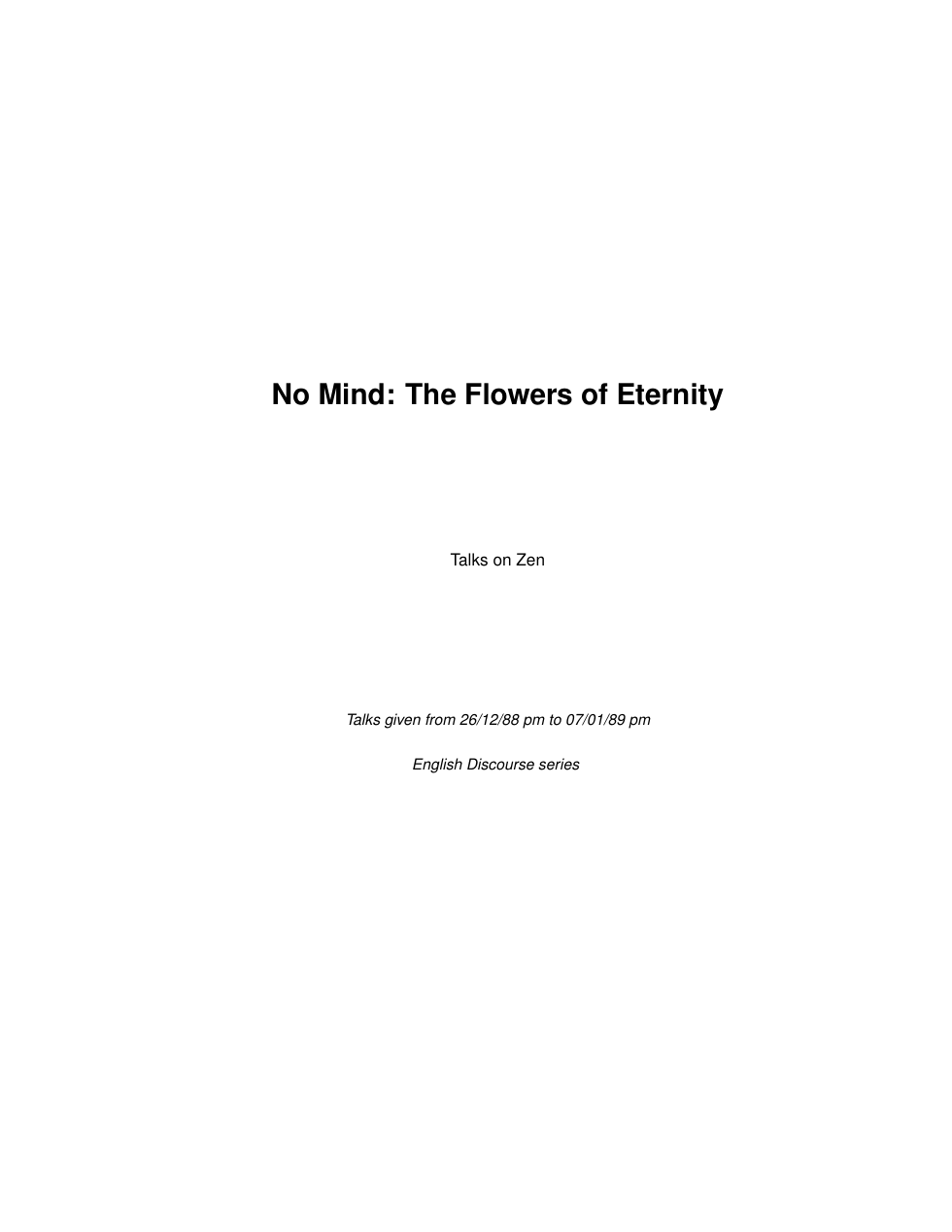 No Mind. The Flowers of Eternity cover