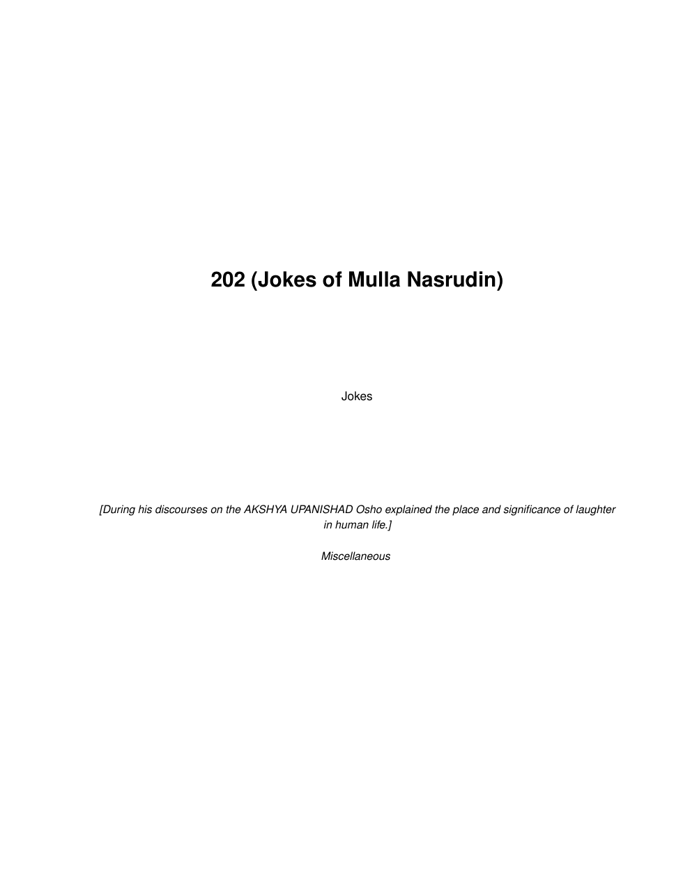 202 (Jokes of Mulla Nasrudin) cover