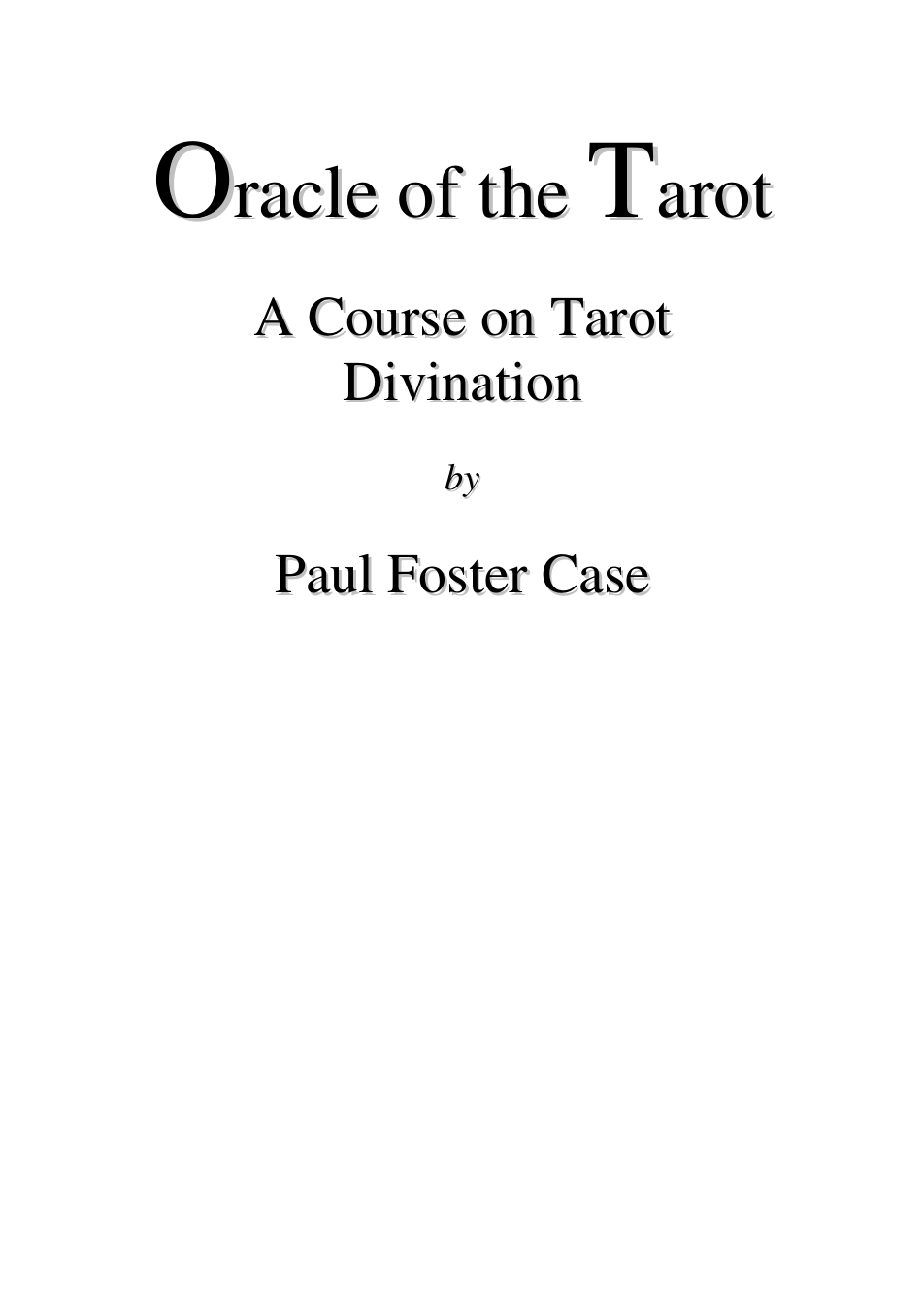Oracle of the Tarot - P Foster Case cover