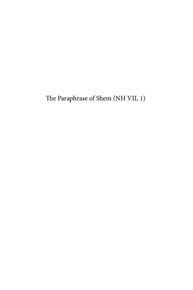 Roberge - The Paraphrase of Shem (NH VII,1) (Nag Hammadi and Manichaean Studies) cover
