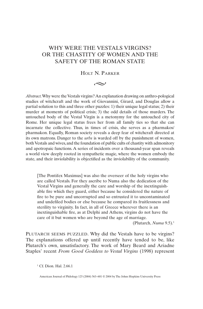 WHY WERE THE VESTALS VIRGINS OR THE CHASTITY OF WOMEN AND THE SAFETY OF THE ROMAN STATE cover