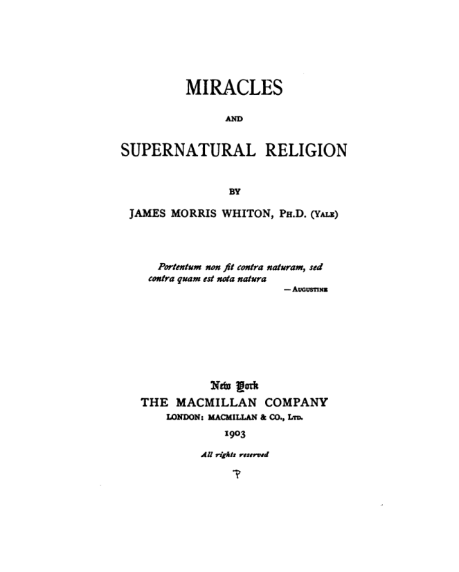 Miracles & Supernatural Religion - J Whiton cover