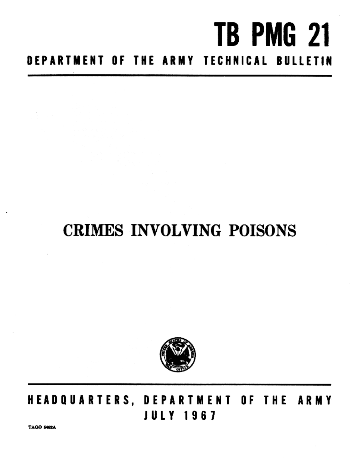 ARMY Vietnam- Crimes involving Poisons 1967 17 pages cover