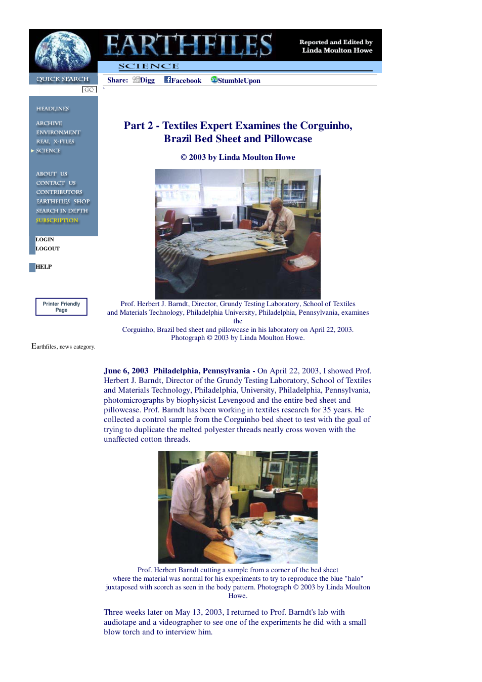 06 06 2003 Part 2 - Textiles Expert Examines the Corguinho, Brazil Bed Sheet and Pillowcase cover
