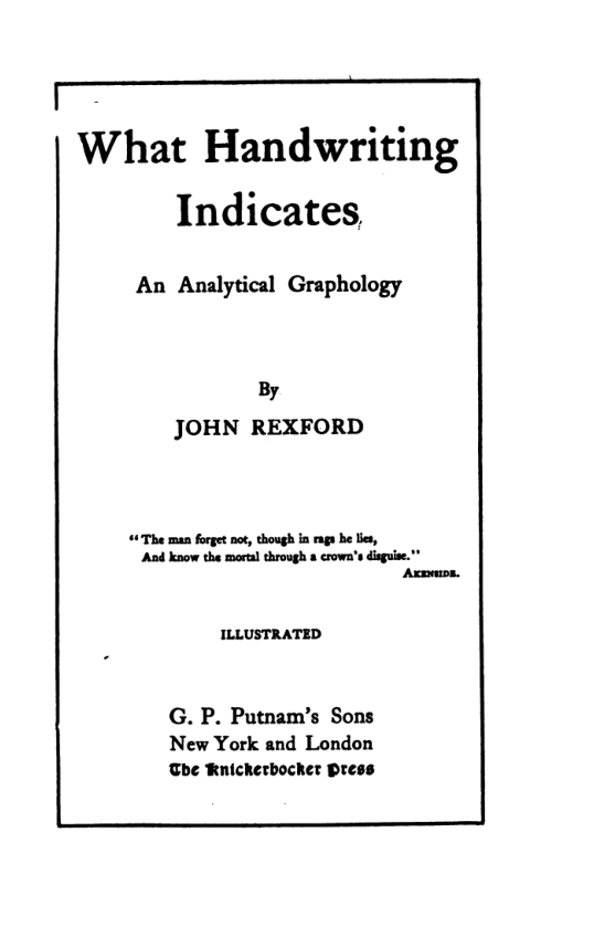 What Handwriting Indicates - J Rexford cover
