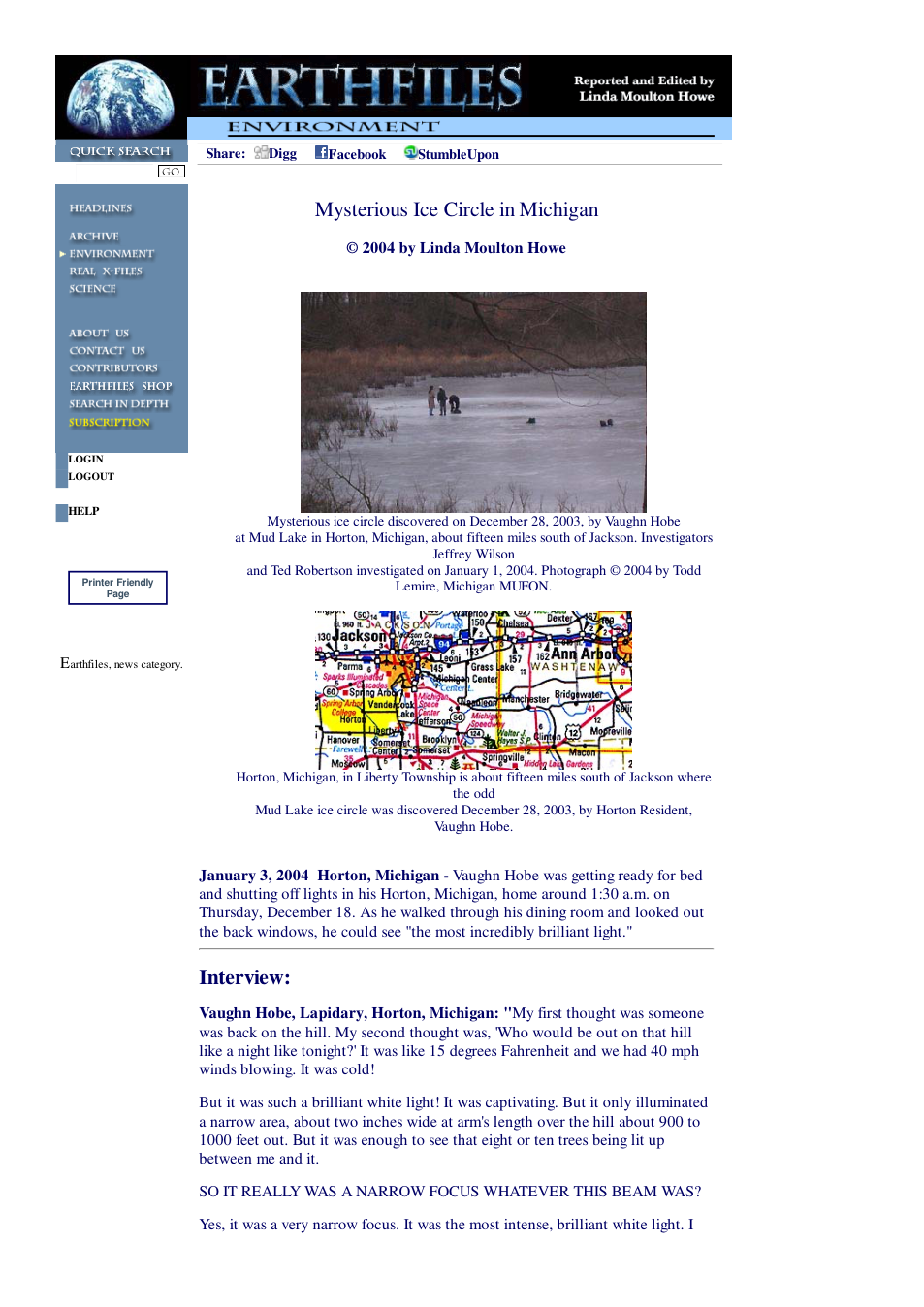 01 03 2004 Mysterious Ice Circle in Michigan cover