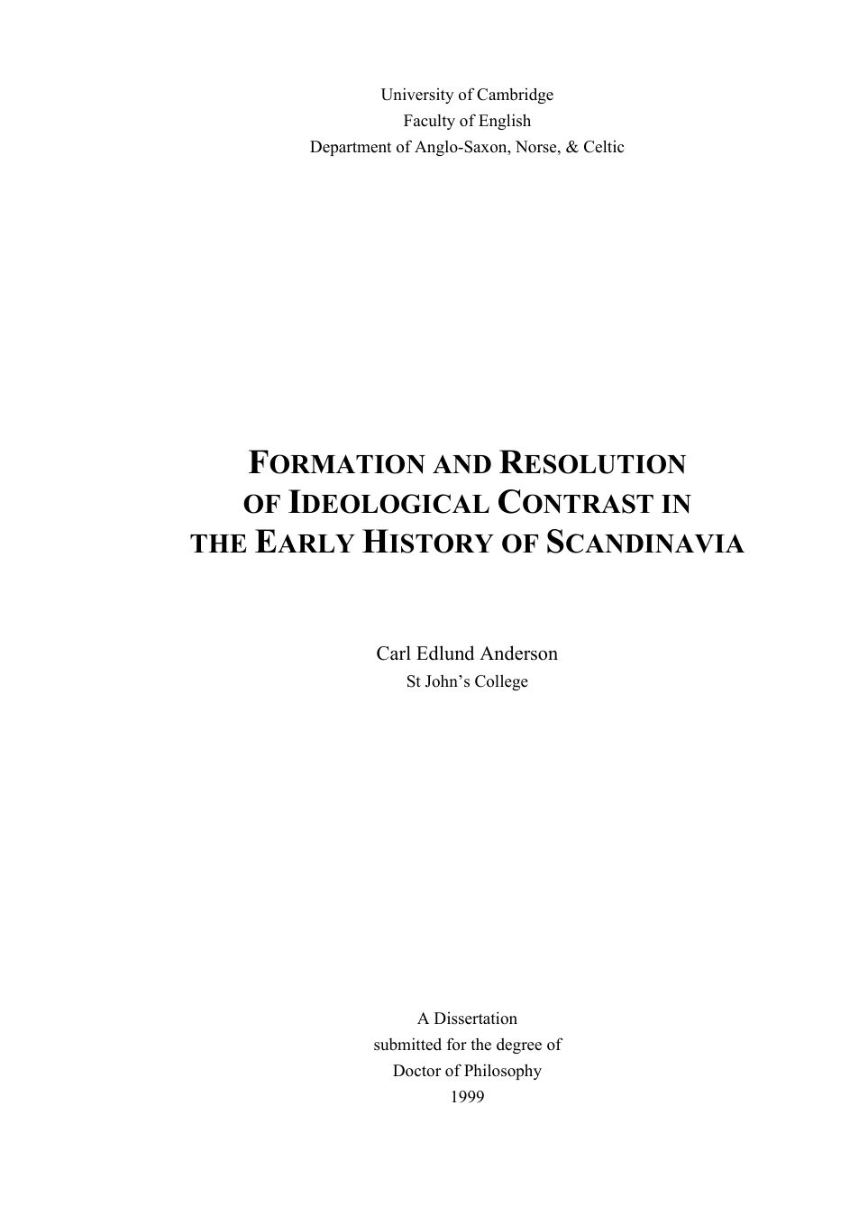 Carl Edlund Anderson - Formation and Resolution of Ideological Contrast in the Early History of Scandinavia cover