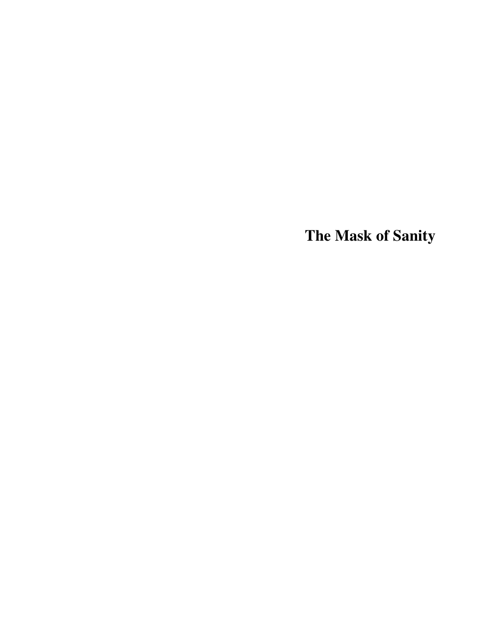 Mask Of Sanity cover