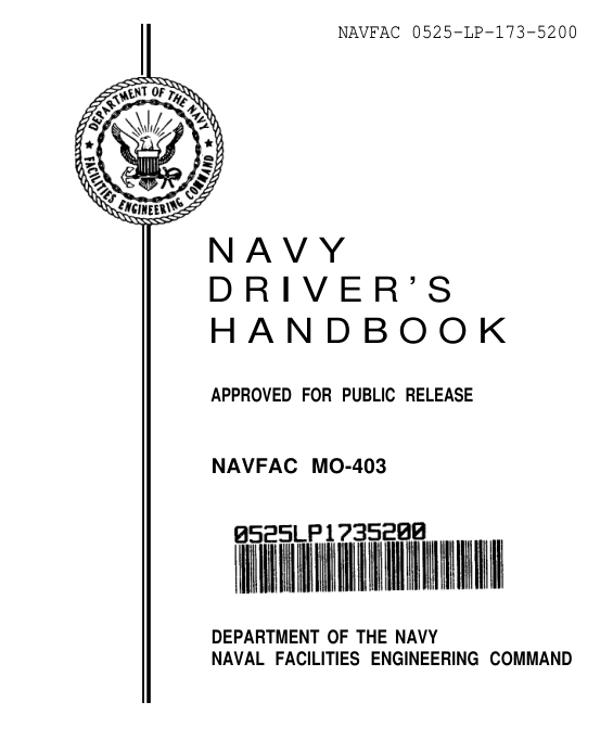 NAVY Driver's Handbook 1980 84 pages cover