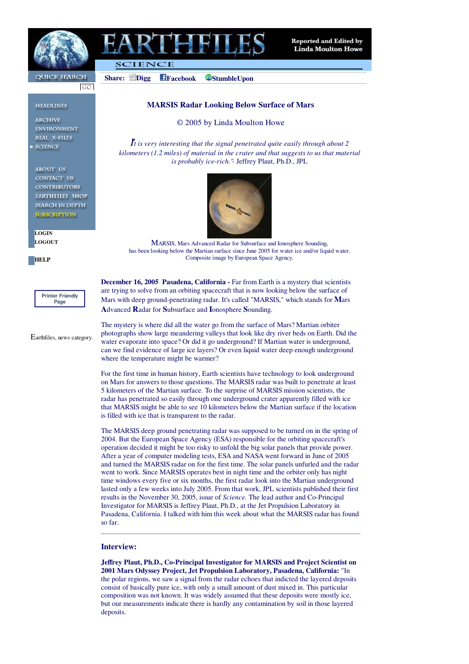 12 16 2005 MARSIS Radar Looking Below Surface of Mars cover