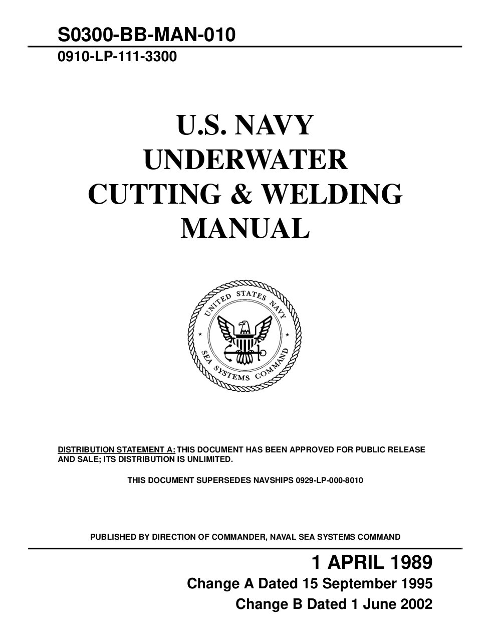 NAVY Underwater Cutting & Welding 2002 200 pages cover
