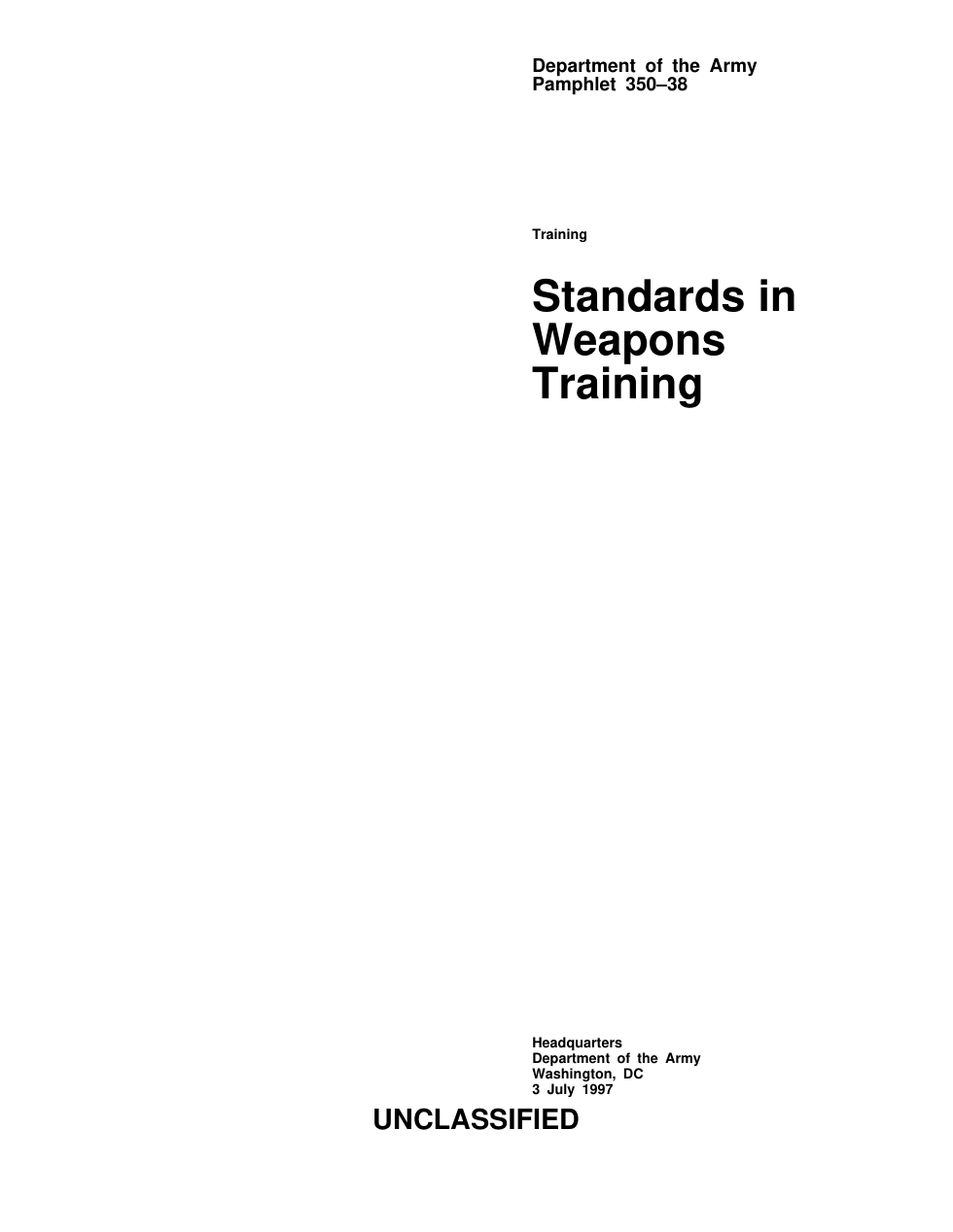 ARMY Standards In Weapons Training 1997 180 pages cover