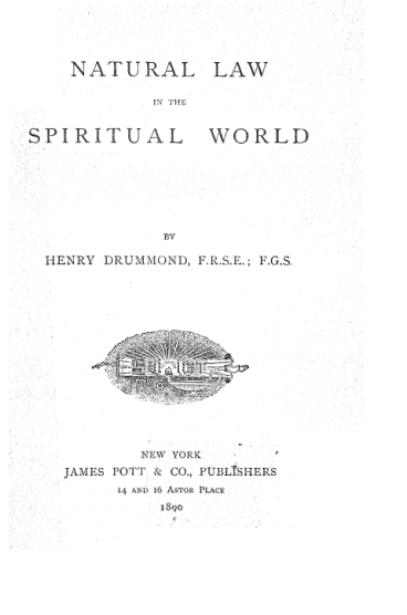 Natural Law In The Spiritual World - Henry Drummond cover