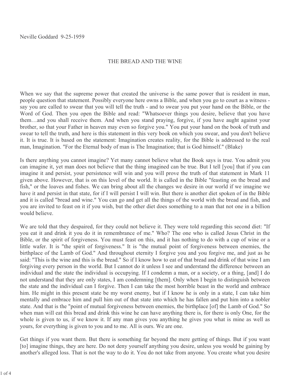 1959.09.25, The Bread And The Wine cover