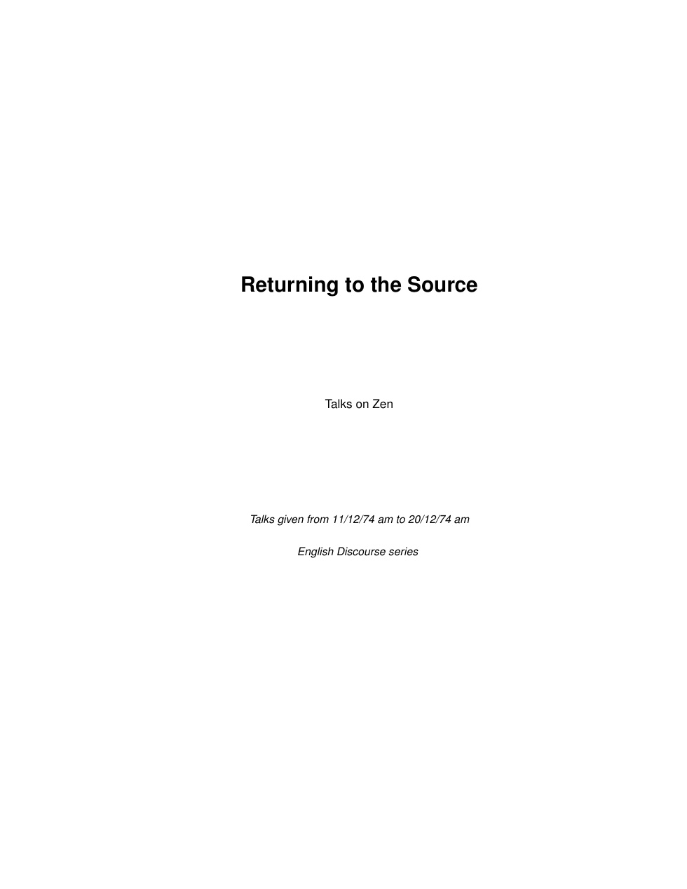 Returning to the Source cover