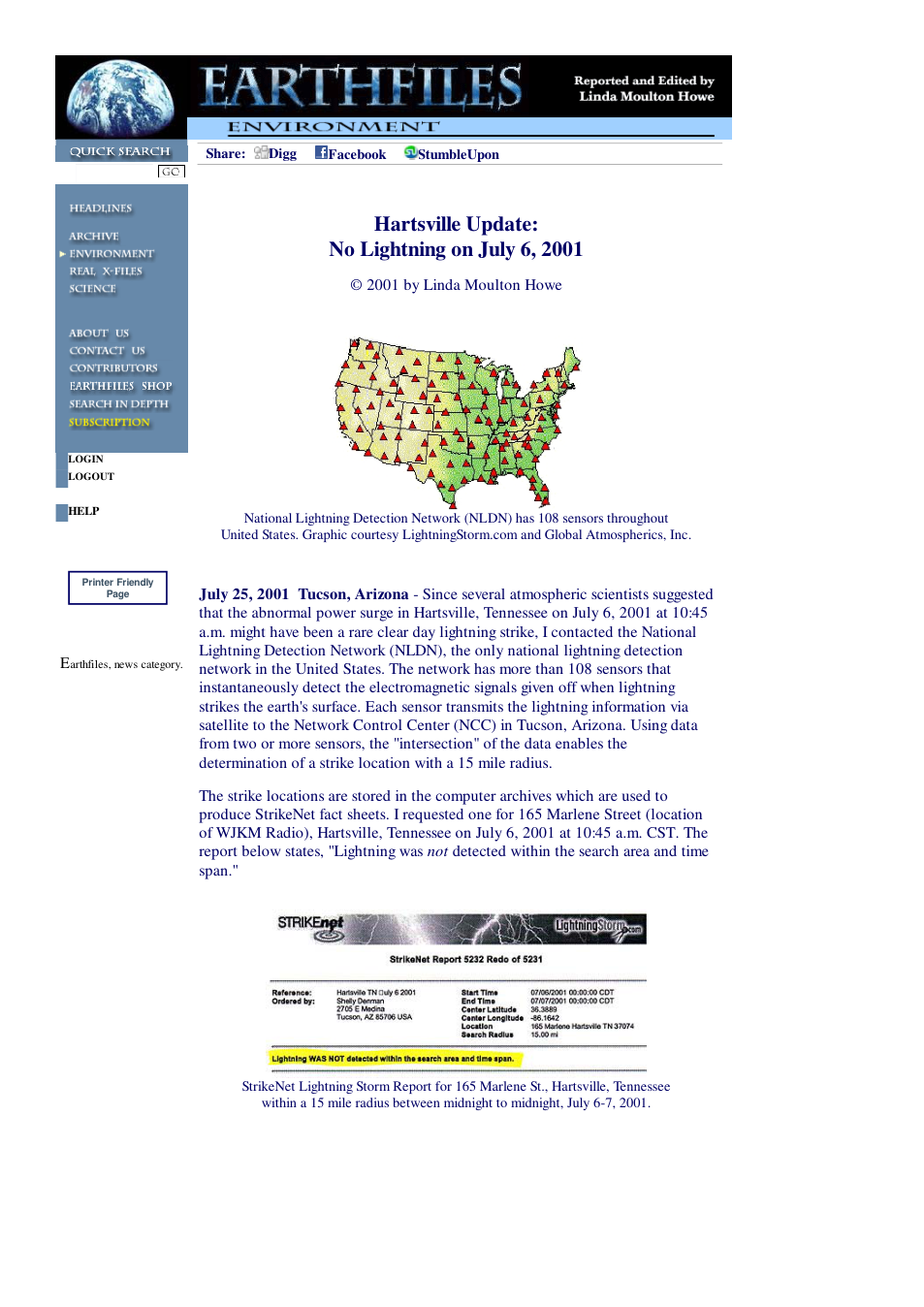 07 25 2001 Hartsville Update No Lightning on July 6 2001 cover