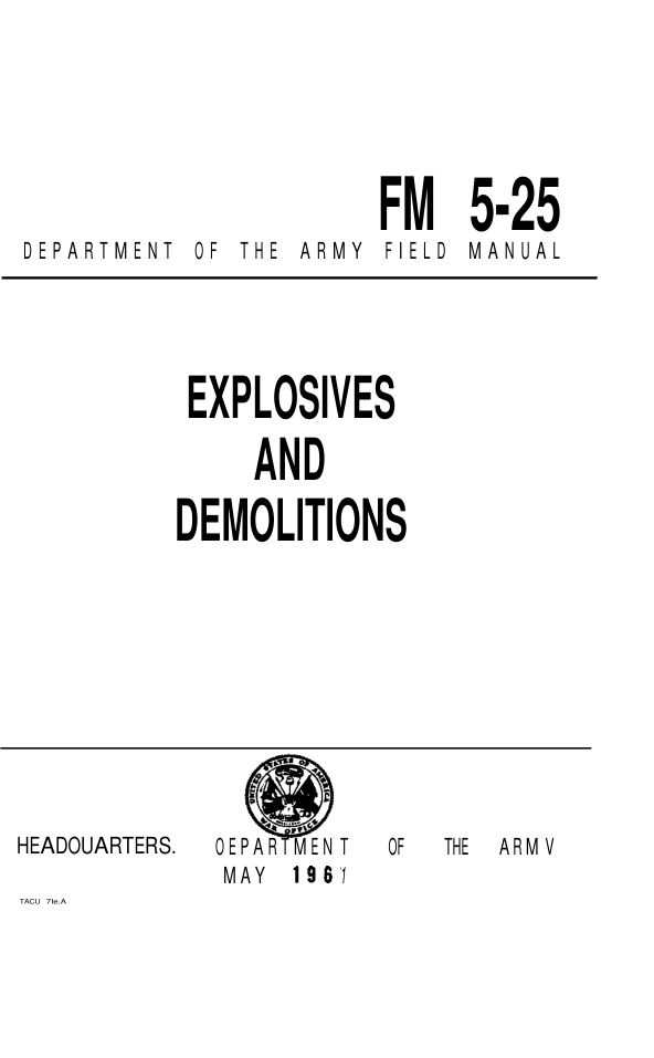 FM 5-25 Explosives and Demolitions 1967 cover