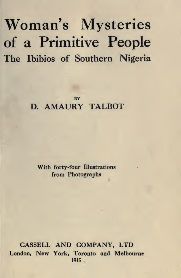 Womans Mysteries Of A Primitive People - A Talbot cover