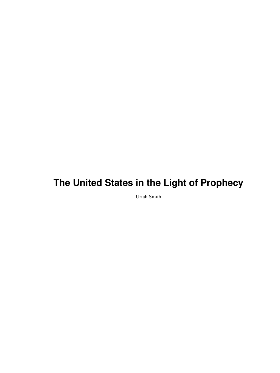 USA In The Light Of Prophecy cover