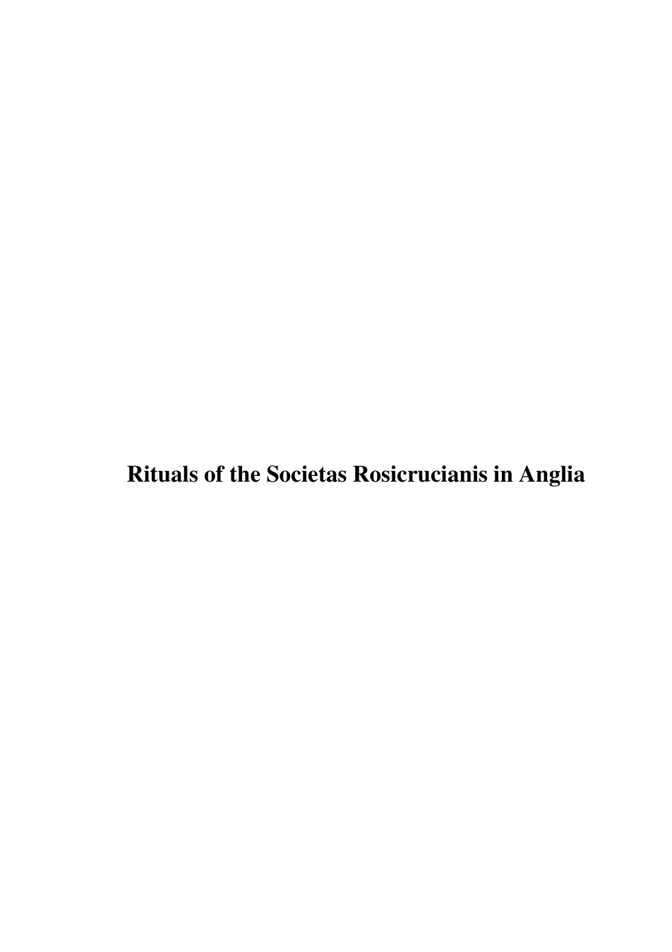 Rituals Of The Societas Rosicrucianis cover