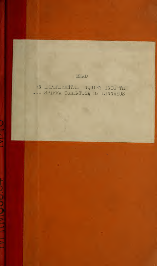 An experimental inquiry into the botanical history, chemical properties, and medicinal virtues, of the Spiraea tomentosa ~1 cover