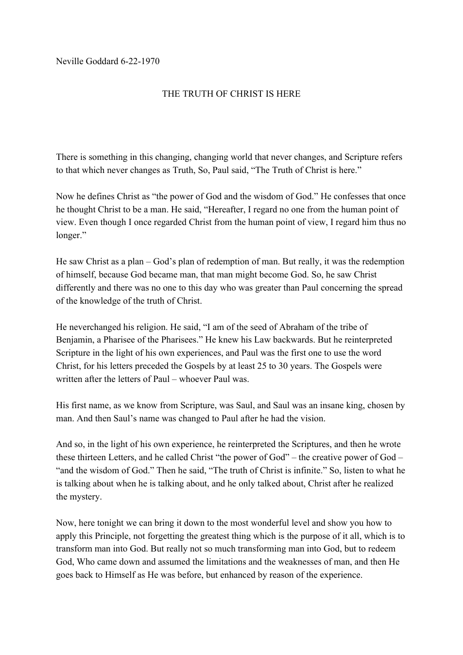 1970.06.22, The Truth of Christ is Here cover
