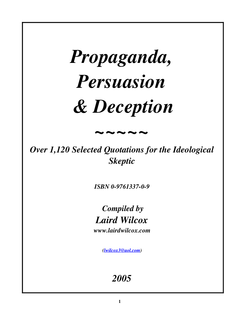 Propaganda, Persuasion And Deception cover