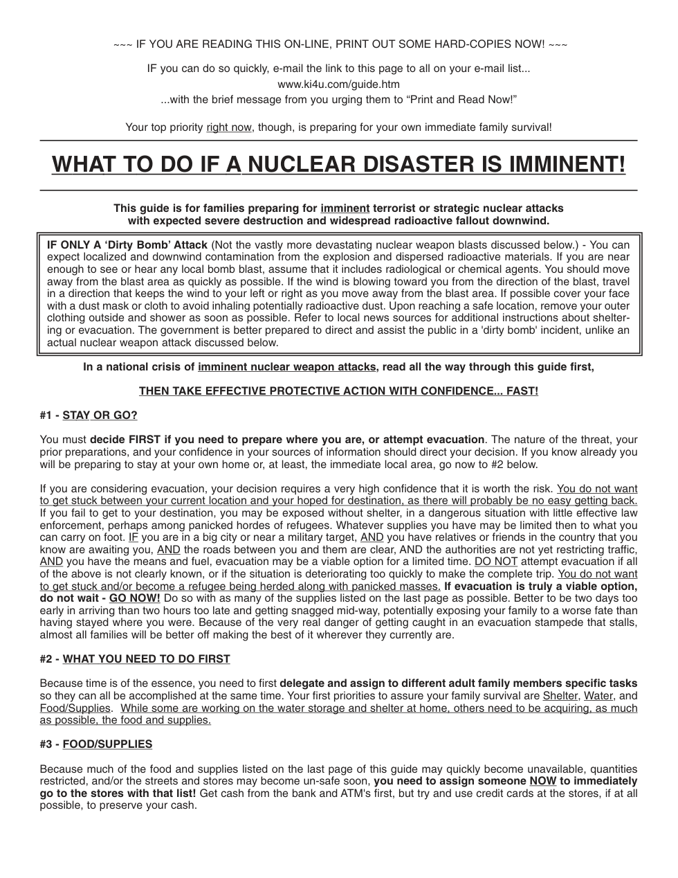 Nuclear Disaster Survival Guide 8 pages cover