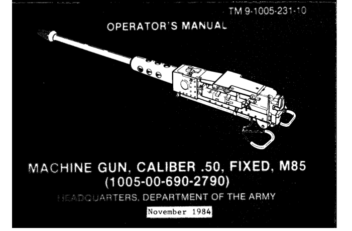 ARMY .50 Cal Machinegun Maint. & Op. 1984 112 pages cover