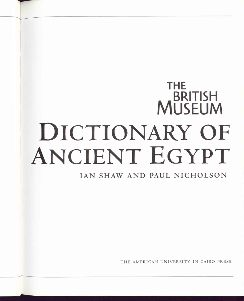 The British Museum Dictionary of Ancient Egypt cover